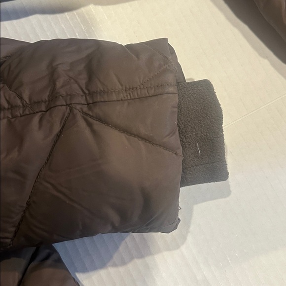 Eddie Bauer Brown goose down Quilted Puffer Jacket w zipper & pockets buttons - Picture 15 of 16